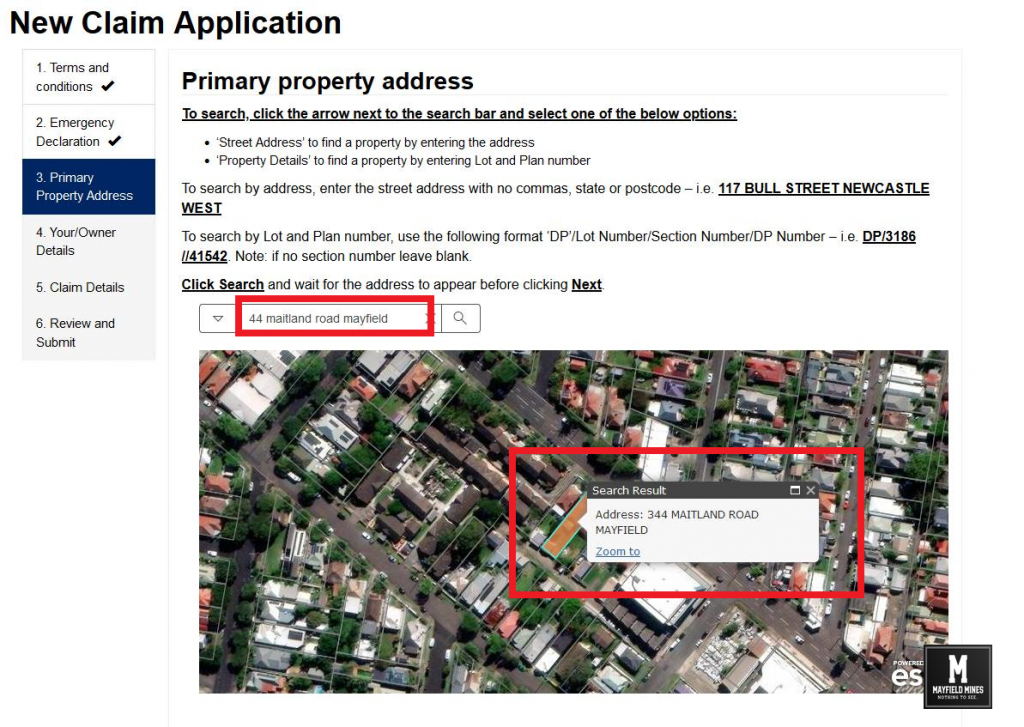 Online Subsidence Advisory Lodgement Errors